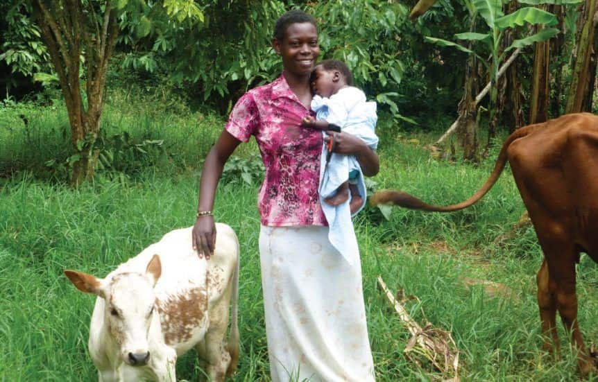 loy microcredit client with cows