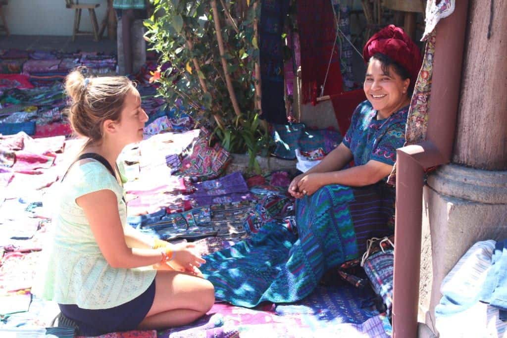 meeting with guatemalan artisan woman and fabrics