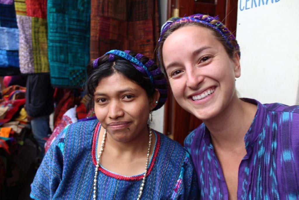 sophie in guatemala with artisan woman